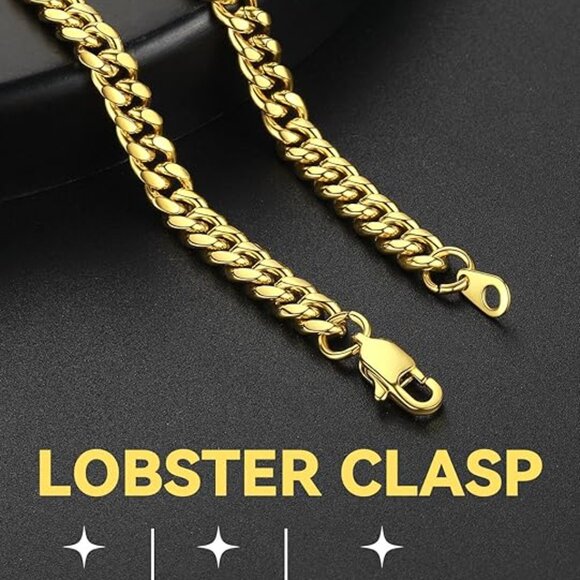 Miami Cuban Link Chain Necklace for Men Stainless Gold-6mm Plated Hip Hop - Picture 4 of 6